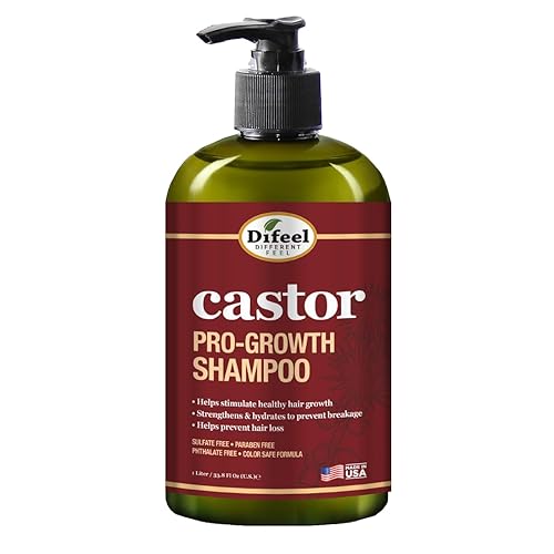 Difeel Castor Pro-Growth Shampoo 12 Oz - Natural Castor Oil, Sulfate Free For Hair Growth