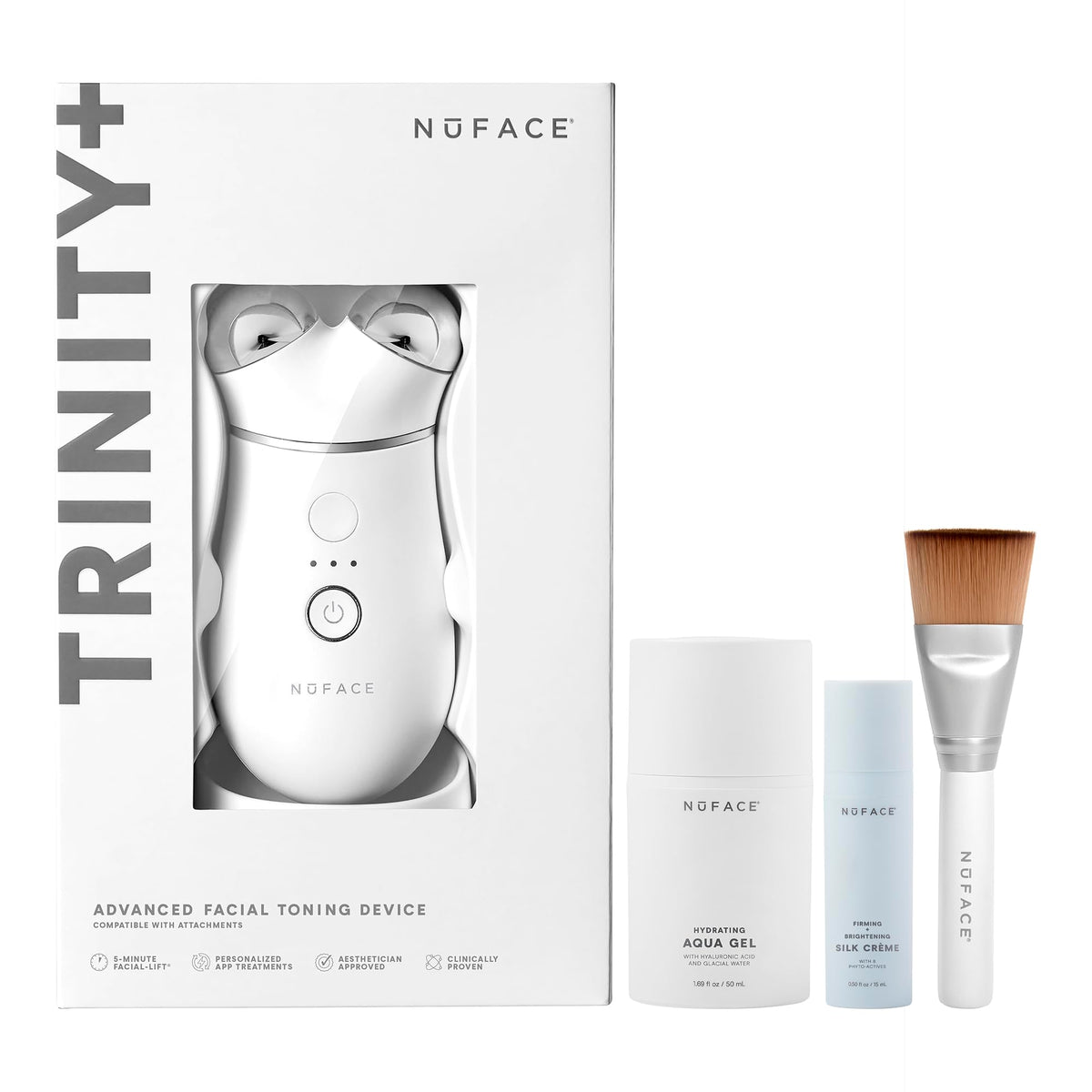 Nuface Trinity+ Microcurrent Facial Device Kit - Sculpt & Tighten Cheeks & Neck With Gel Activator