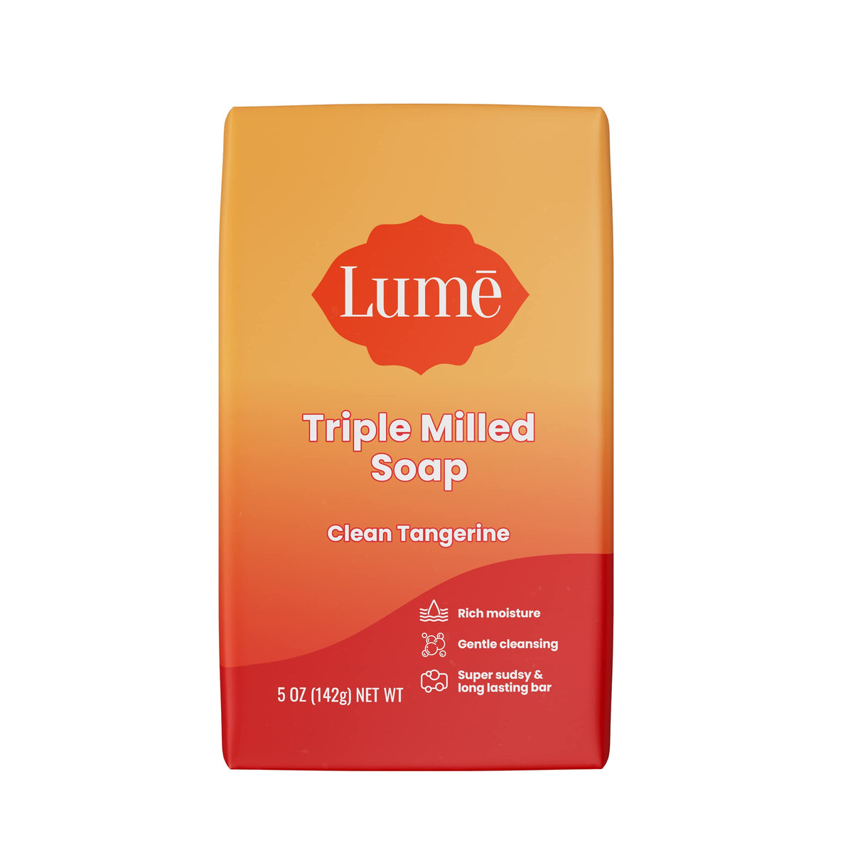 Lume Triple Milled Soap - Rich Moisture Cleanser, Paraben & Phthalate Free, 5 oz Clean Tangerine