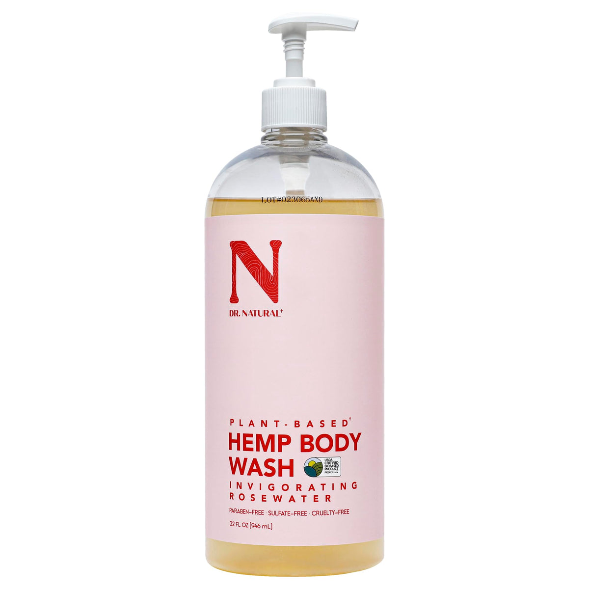 Dr Natural Hemp Body Wash  Rose  32 oz  Pure PlantBased Body Wash  Deep Cleansing and Moisturizing with Organic Shea Butter 