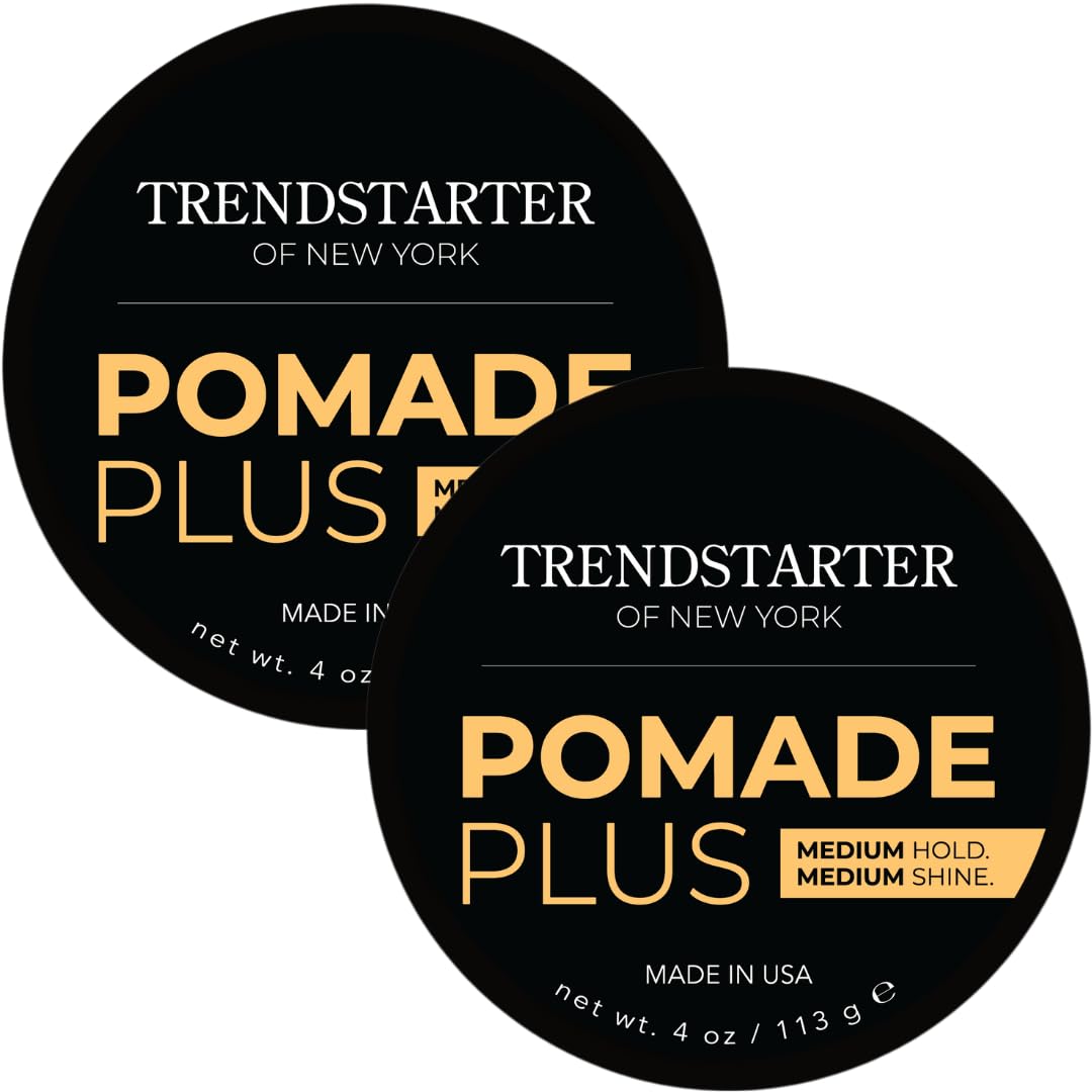 Trendstarter Pomade Plus, 4 Oz - Medium Hold, Shine, Flake-Free, Water-Based Hair Gel, Pack Of