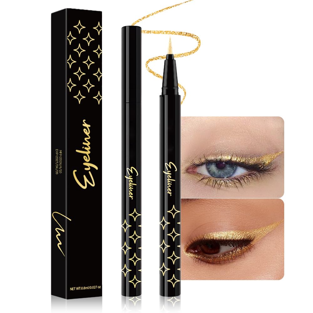 Evpct Gold Glitter Liquid Eyeliner Set - Waterproof, Long Lasting, High Pigment, 1 Count