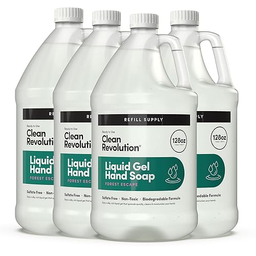 Clean Revolution Liquid Gel Hand Soap, Forest Escape, 128 Fl Oz, 4 Pack - Quick Lather & Rinse