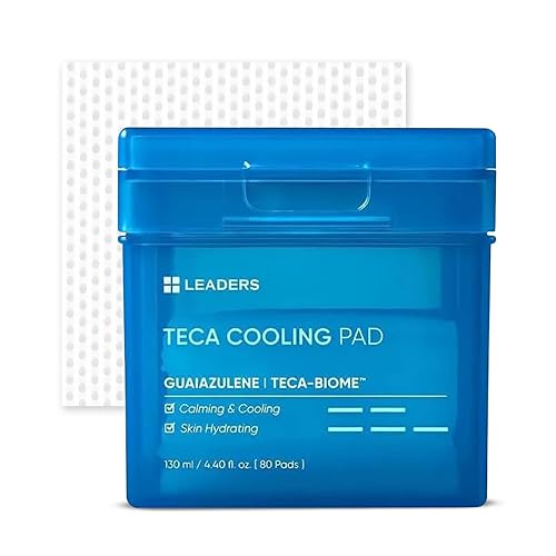 Leaders Teca Cooling Toner Pad - Vegan & Clinically Proven Relief For Dry Skin, 80 Pads