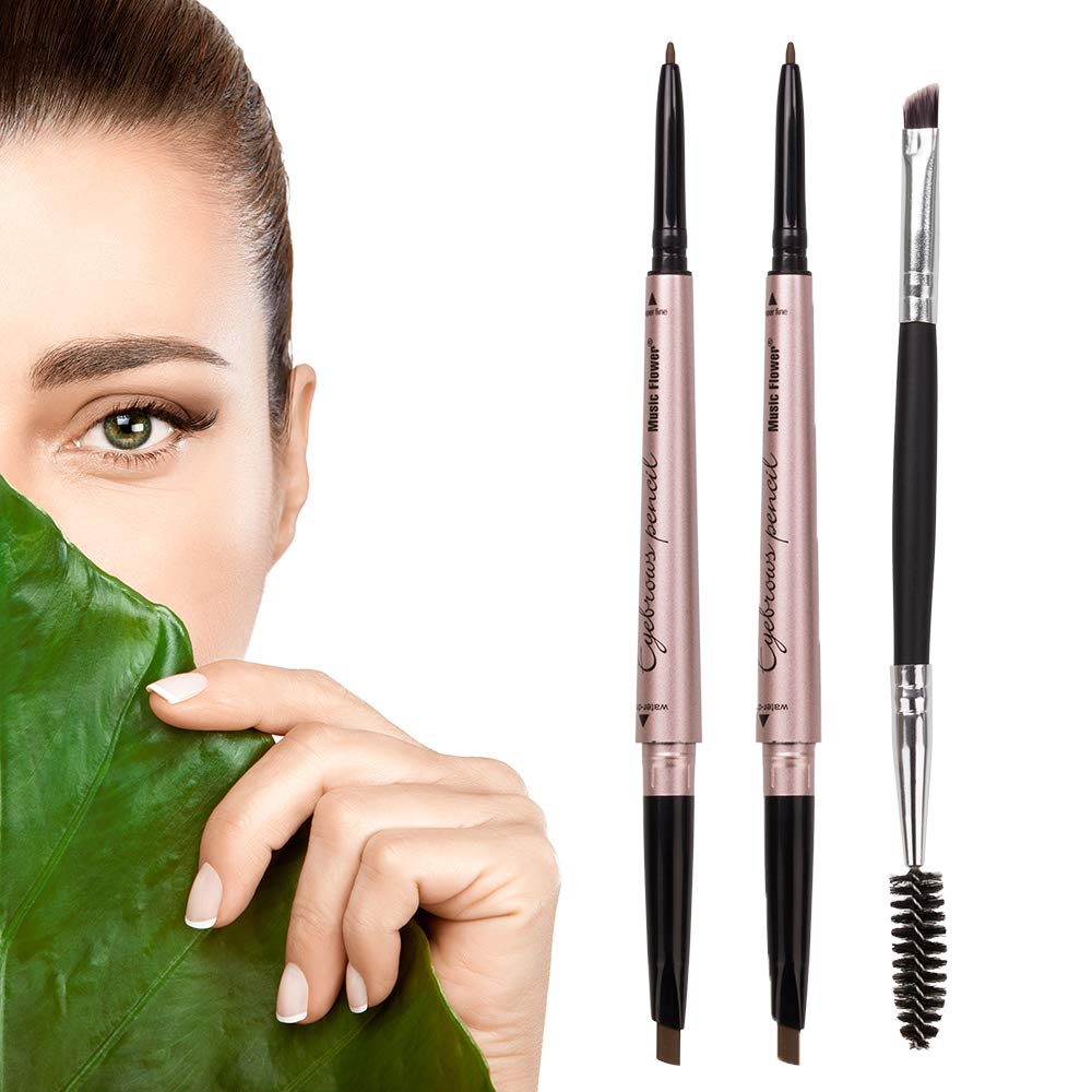 Heybeauty 2 Pack Waterproof Eyebrow Pencil With Dual Ends & Brush - Khaki Coffee