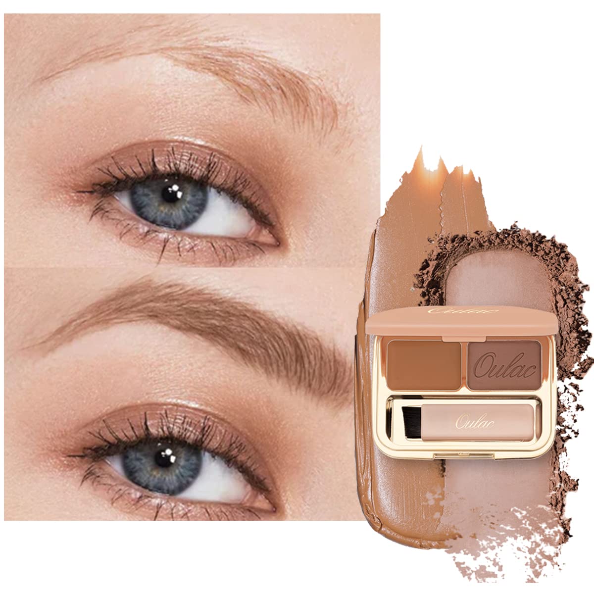 Oulac Waterproof Eyebrow Powder Kit - Ginger, 2-In-1 Pomade & Brush For Sparse Brows, 0.