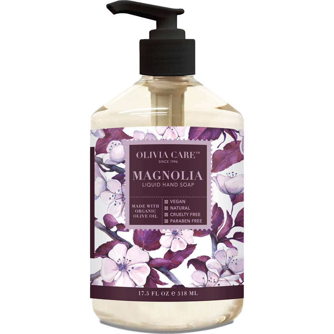 Olivia Care Liquid Hand Soap With Magnolia & Essential Oils - 17.5 Fl Oz, All Natural