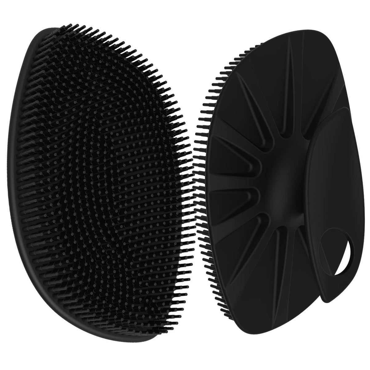 Hieerbus Silicone Body Scrubber - Exfoliating Flat Shower Brush, Hygienic & Lathers Well, Black