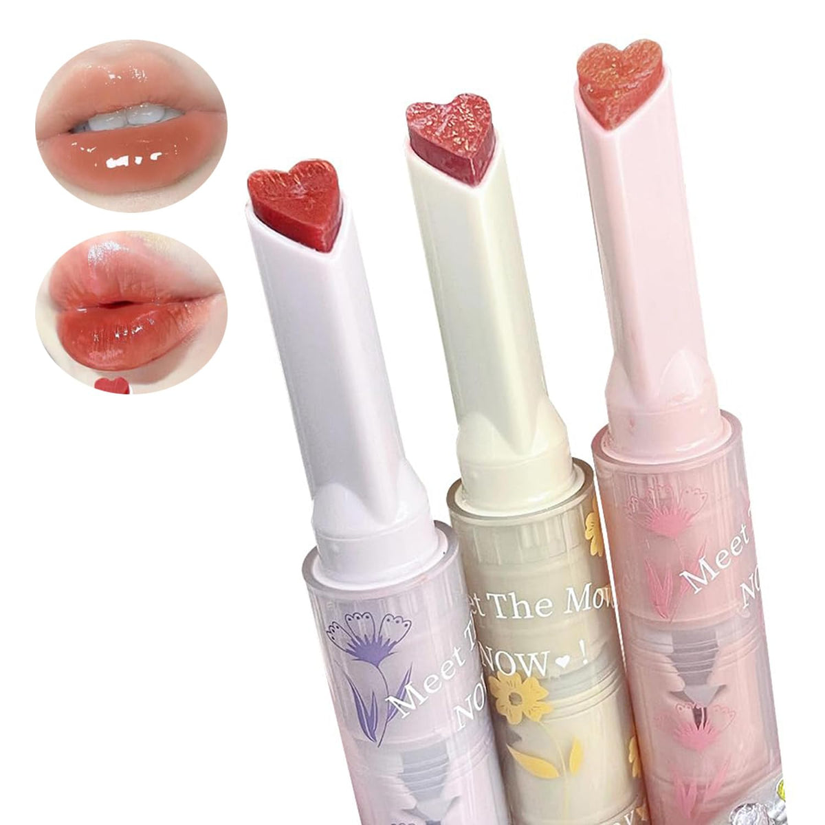 Sulily 3 Colors Jelly Lipstick - Korean Tinted Lip Gloss, Long Lasting Moisturizing Balm, 1 Fl Oz