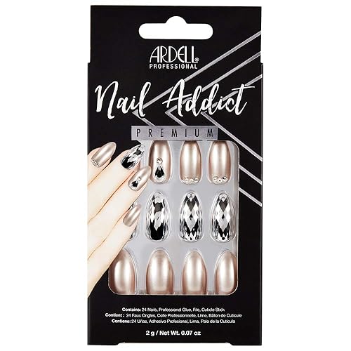 Ardell Nail Addict Champagne Ice 24-Pc Almond Press-On Nails With Glue & Nail File