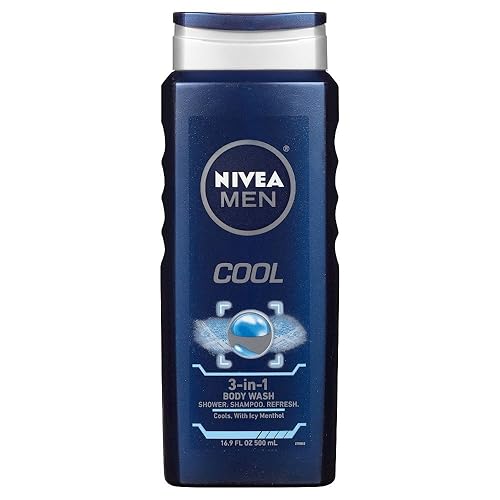 Nivea Men Cool Body Wash 16.9 Oz - Refreshing Blue Cleanser, Pack Of 5