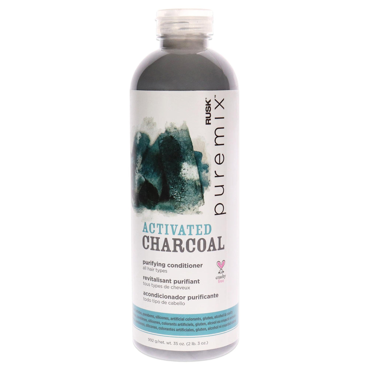 Rusk Puremix Activated Charcoal Conditioner - 35 Oz, Purifies Hair, Absorbs Oil & Dirt