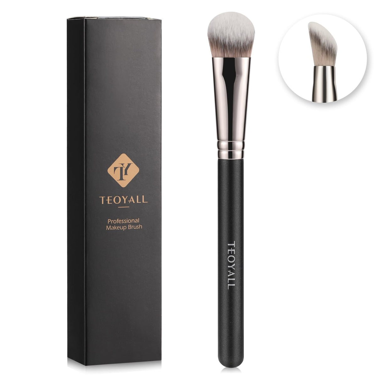 Teoyall Angled Concealer Brush - Synthetic Contour & Blending Brush For Liquid, Cream, Powder