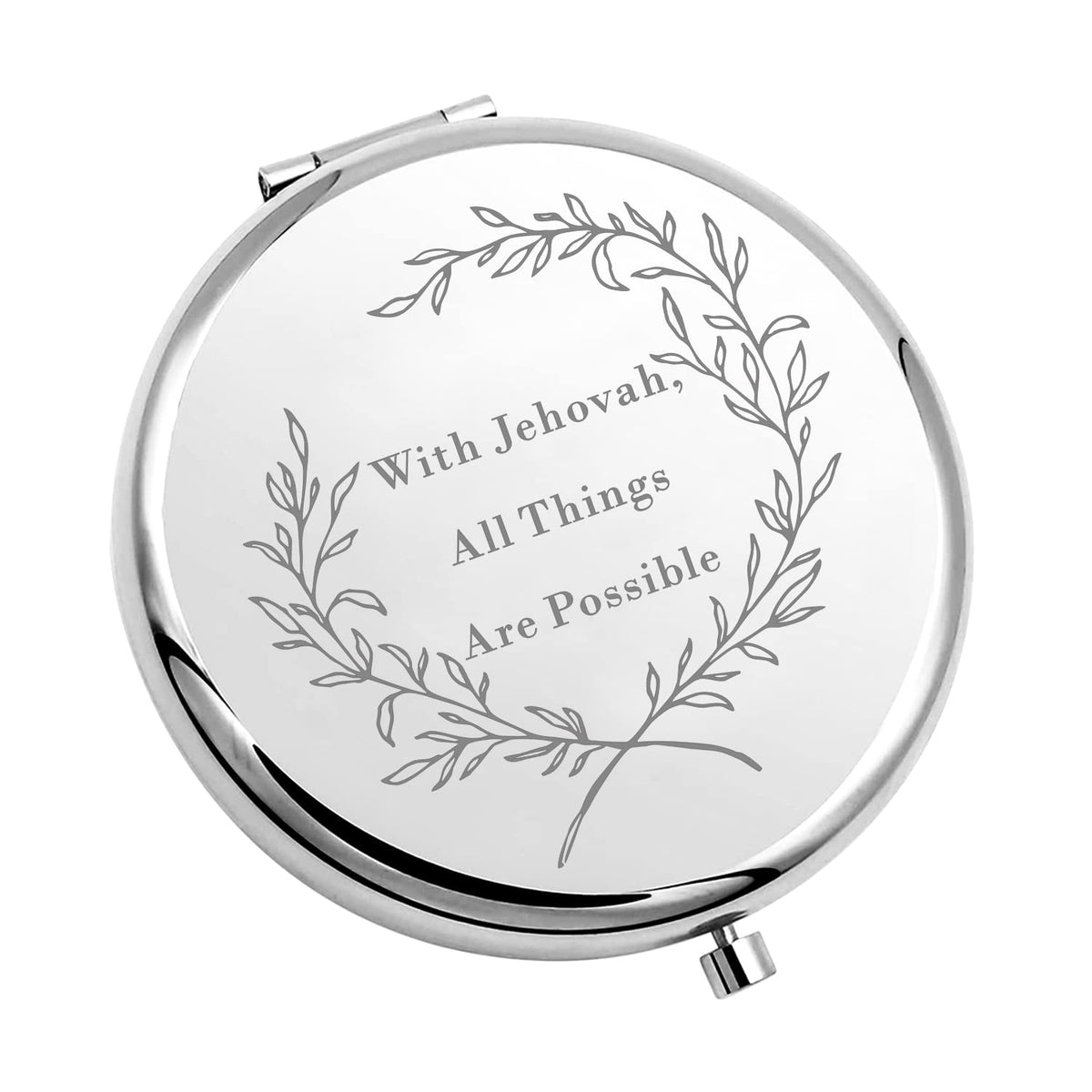 Maofaed Jehovah Witness Compact Mirror - All Things Are Possible Christian Gift, Stainless Steel