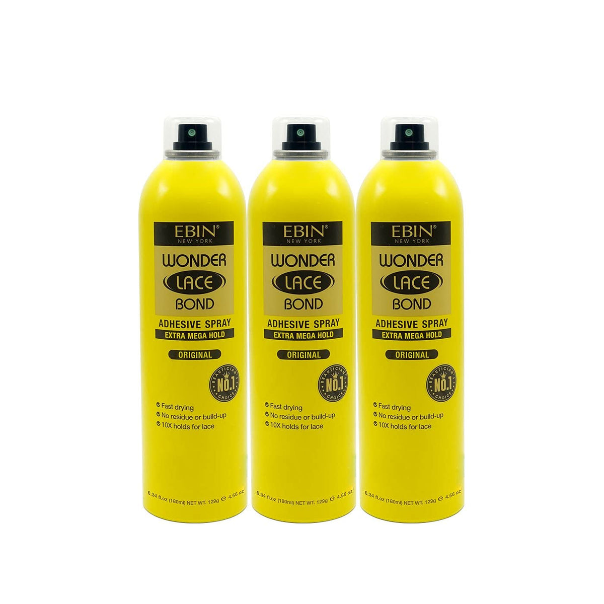 EBIN NEW YORK Wonder Lace Bond Adhesive Spray 3pack - Extra Mega Hold, Fast Drying, No Residue