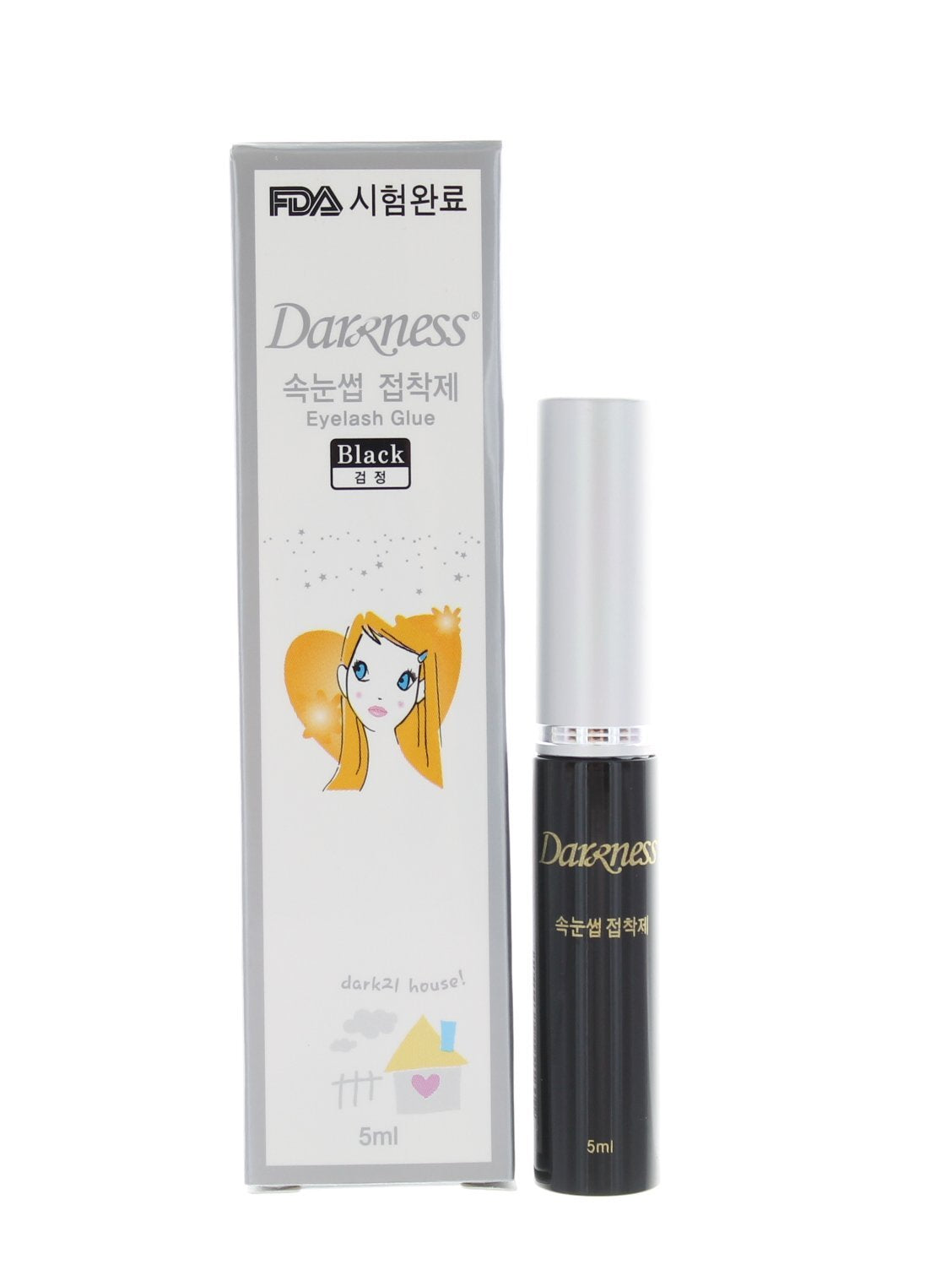 Darkness Double Eyelash Glue, Black - 0.16 Fl Oz Gel-based Polymer for Strong Hold