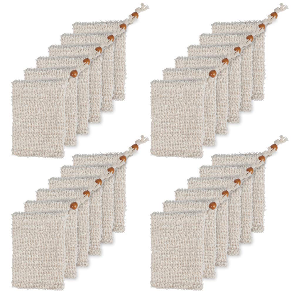 Buygoo 30 Pack Soap Exfoliating Bags - Natural Sisal Mesh Drawstring Soap Saver For Bath & Shower