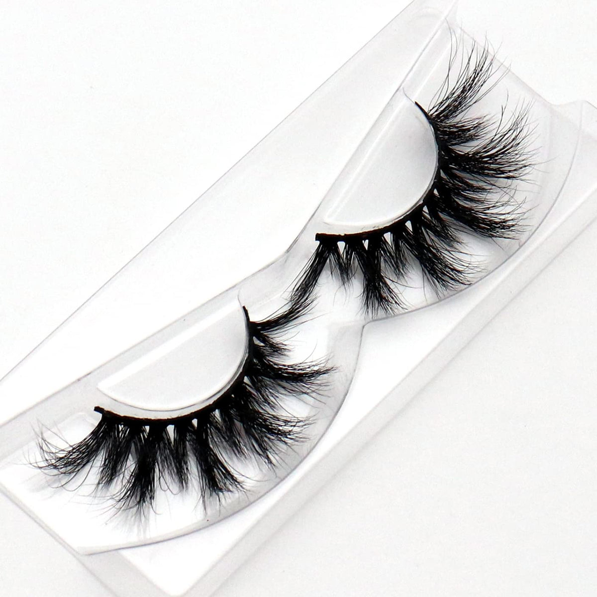 Veleasha 8D Mink Eyelashes - Handmade 20mm Criss-Cross Vegan Lashes, Black, 1 Pair