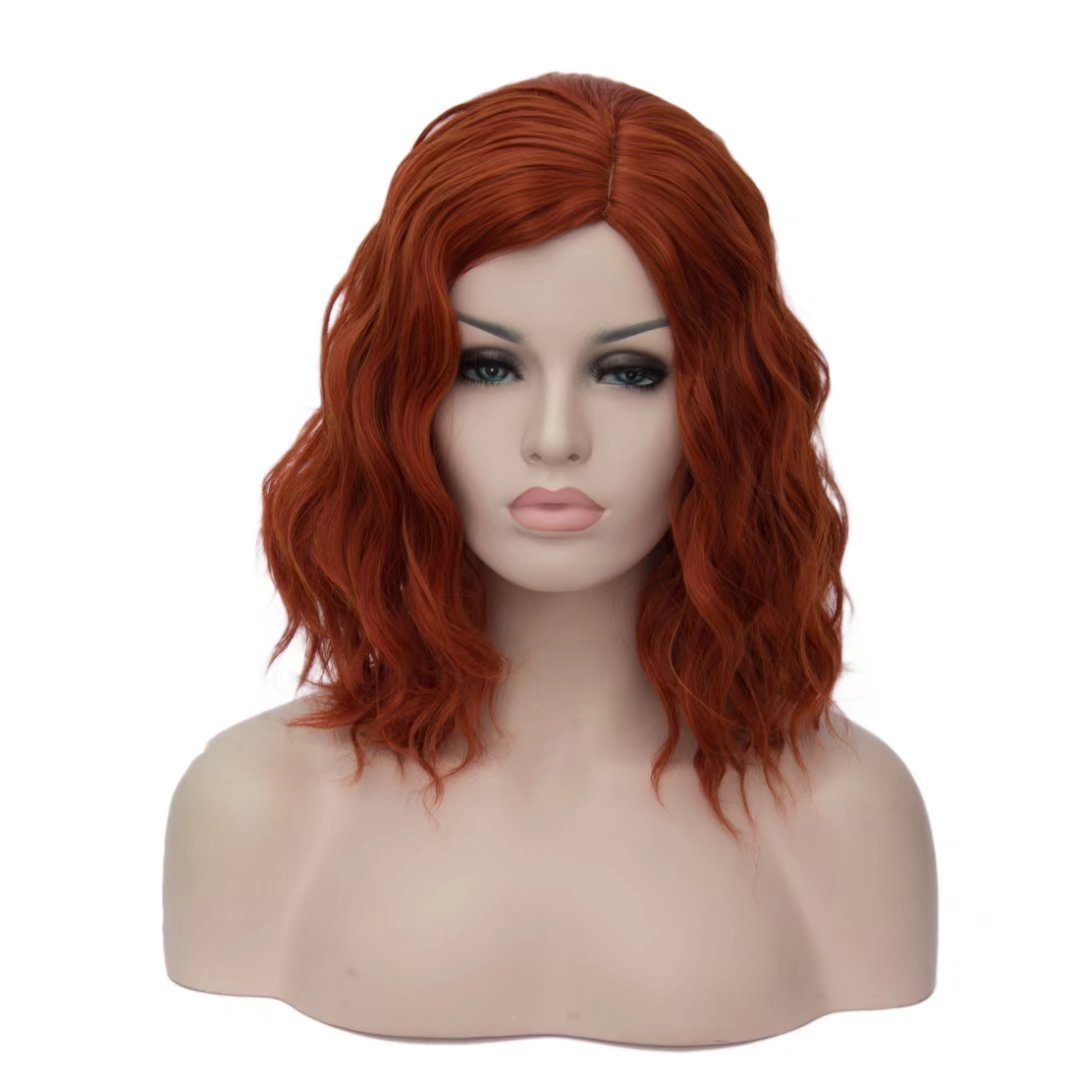 Bufashion 14&quot; Orange Red Kinky Straight Cosplay Wig With Air Bangs - Synthetic Hair