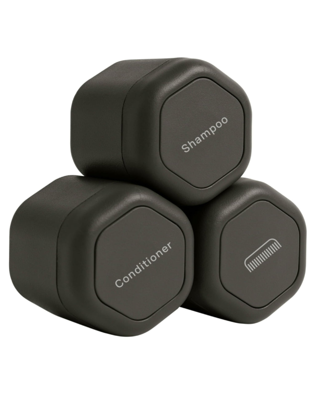 Cadence Travel Containers Haircare Set - Magnetic Capsules For Shampoo & Conditioner - Charcoal