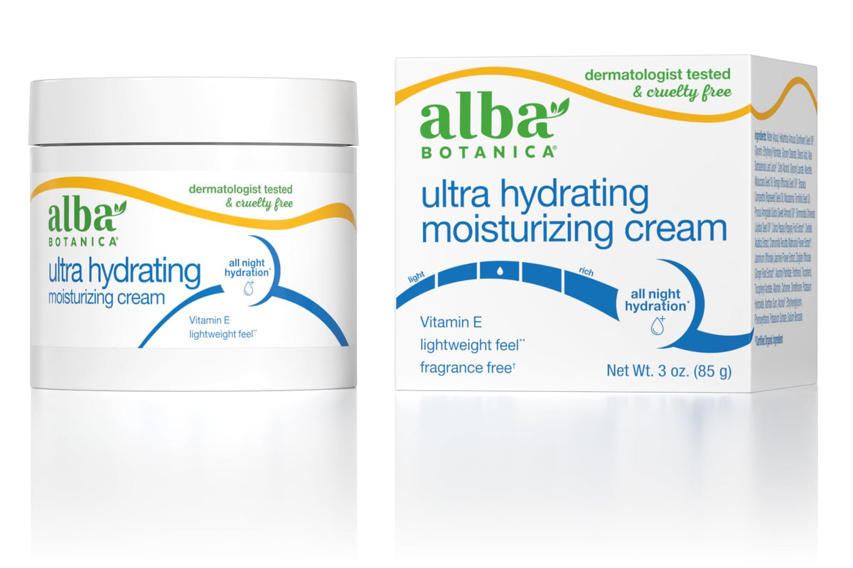 Alba Botanica Ultra Hydrating Moisturizing Cream, 3 Oz, Fragrance Free, With Vitamin E