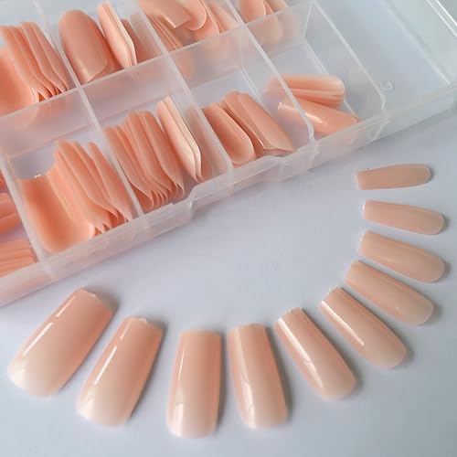 Lifextol Nude Pink Full Cover Acrylic Ballerina Press On Nails - 120pc for Beginners