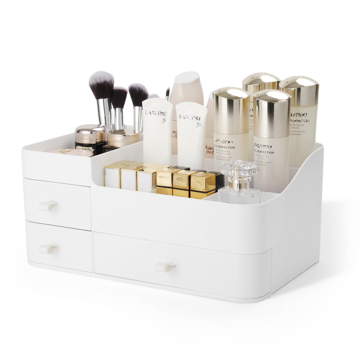 Btremary White Makeup Organizer - 3-Tier Cosmetic & Jewelry Storage For Vanity & Countertops