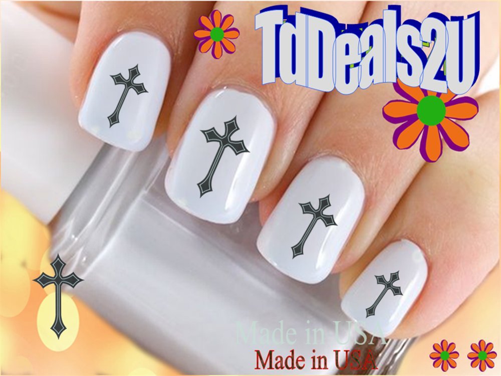 Hipzysticky Tribal Cross Waterslide Nail Decals - Grey Paper Nail Art Accessories For Diy Manicure