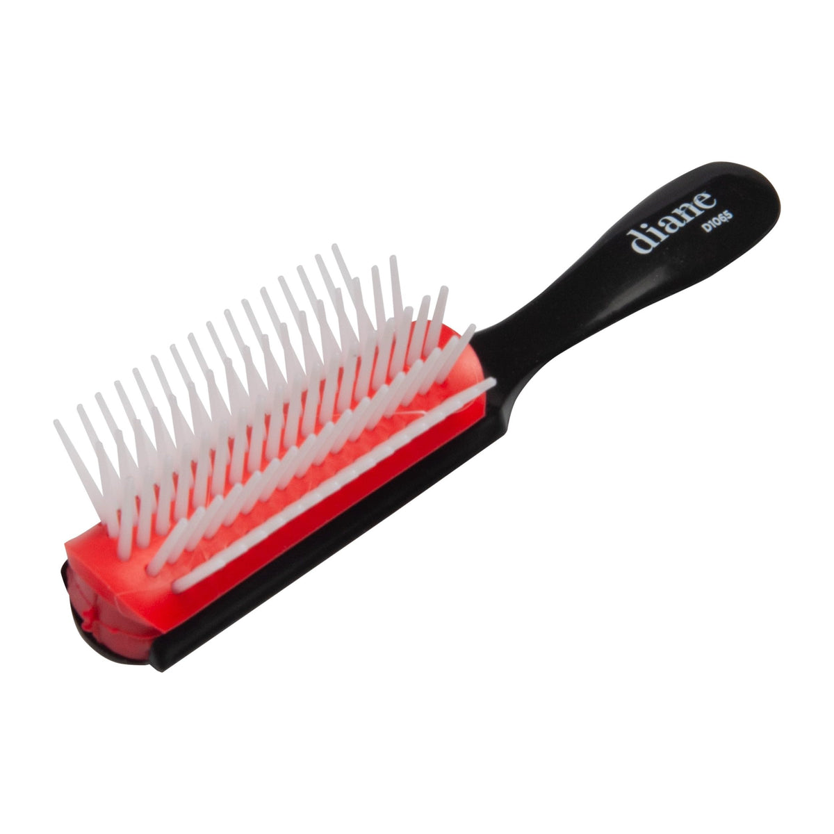 Diane Pro Mini Nylon Pin Hair Brush for Thick Curly Hair - Travel Size, Black/Red