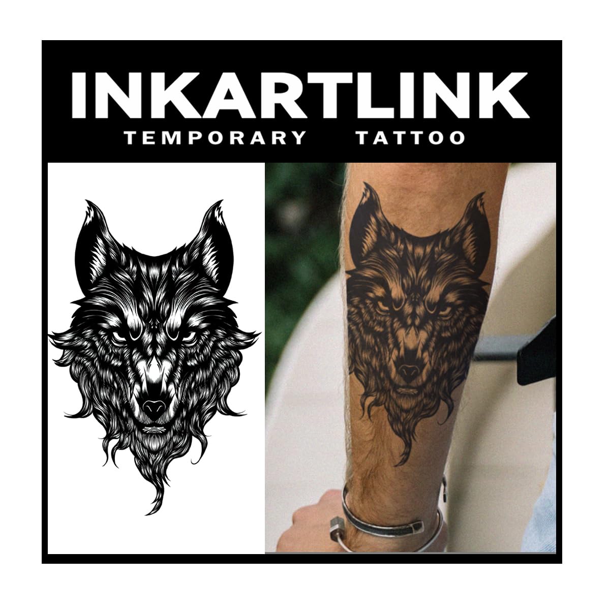 Inkartlink Werewolf Design Extra-Large Semi Permanent Temporary Tattoo - Waterproof & Realistic