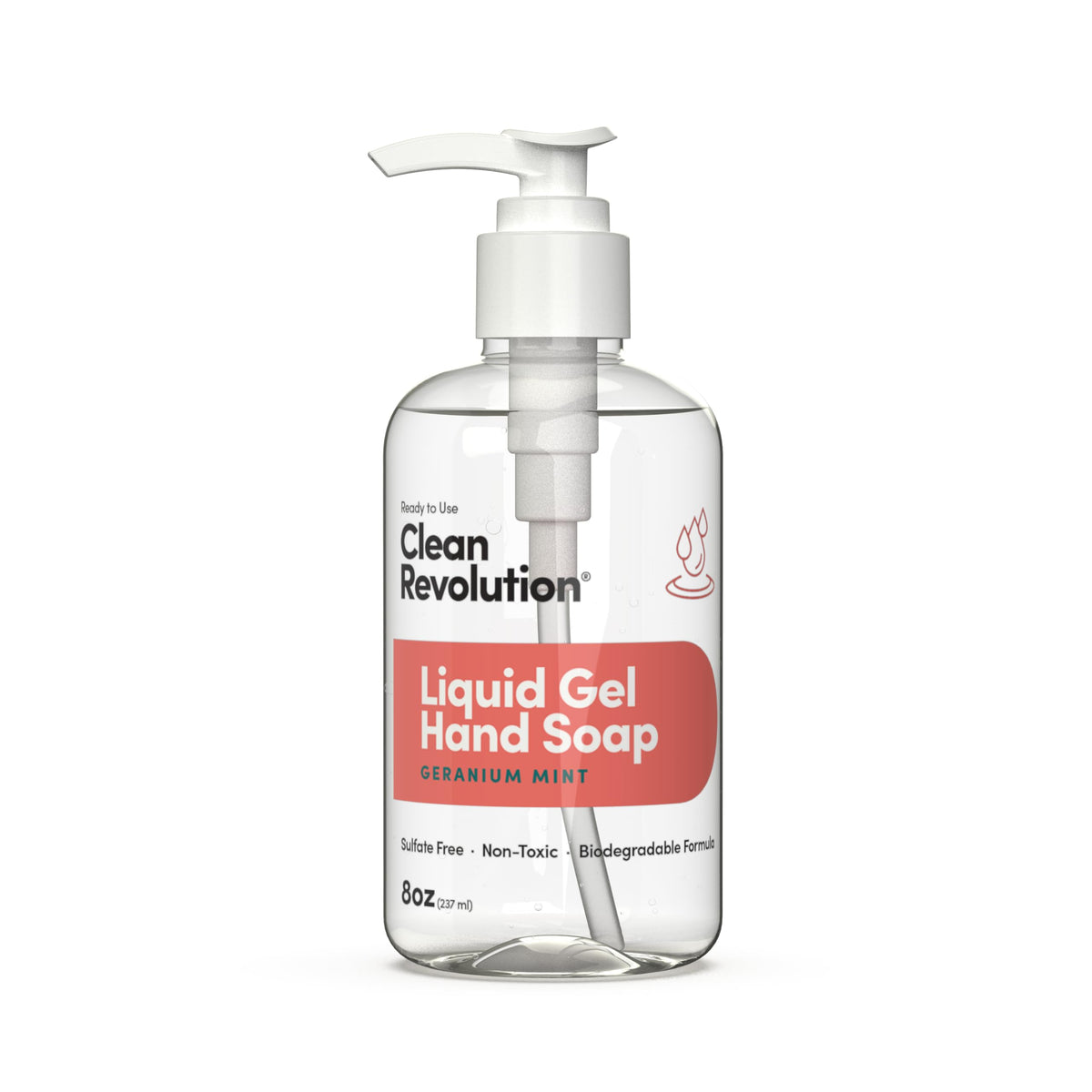 Clean Revolution Liquid Gel Hand Soap with Essential Oils, Geranium Mint, 8 Fl Oz