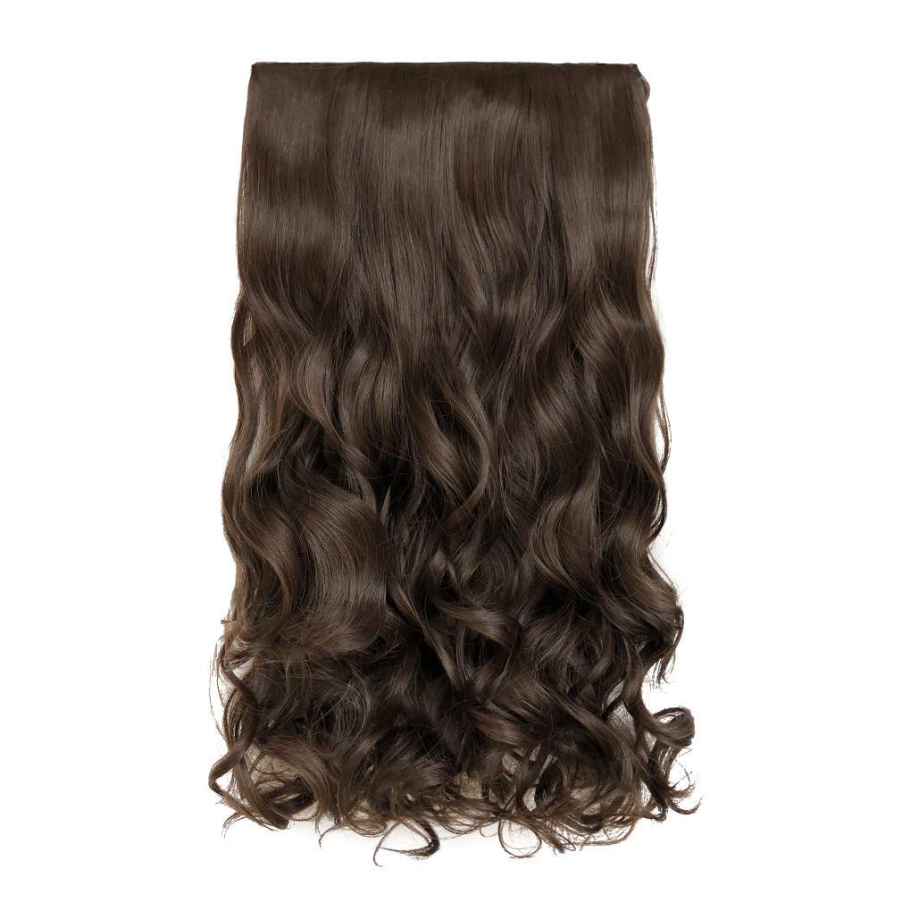 REECHO 14&quot; Curly Wave Clip-In Synthetic Hair Extension - Dark Chocolate Brown, 5 Clips