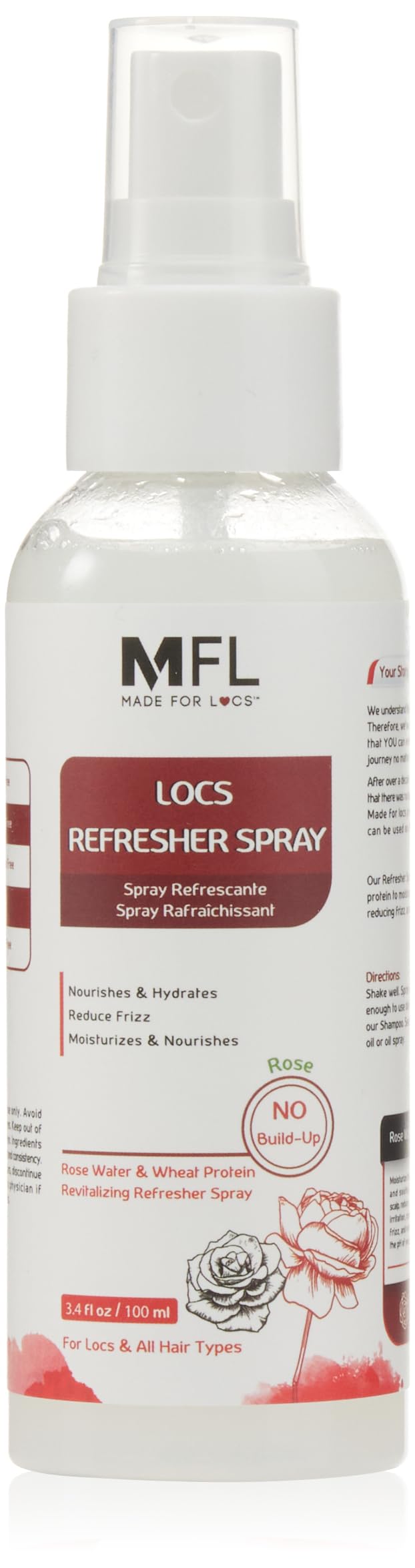 Mfl Made For Locs Vegan Rose Water Spray - Moisturizer & Deodorizer, Cherry Blossom, 3.4 Oz