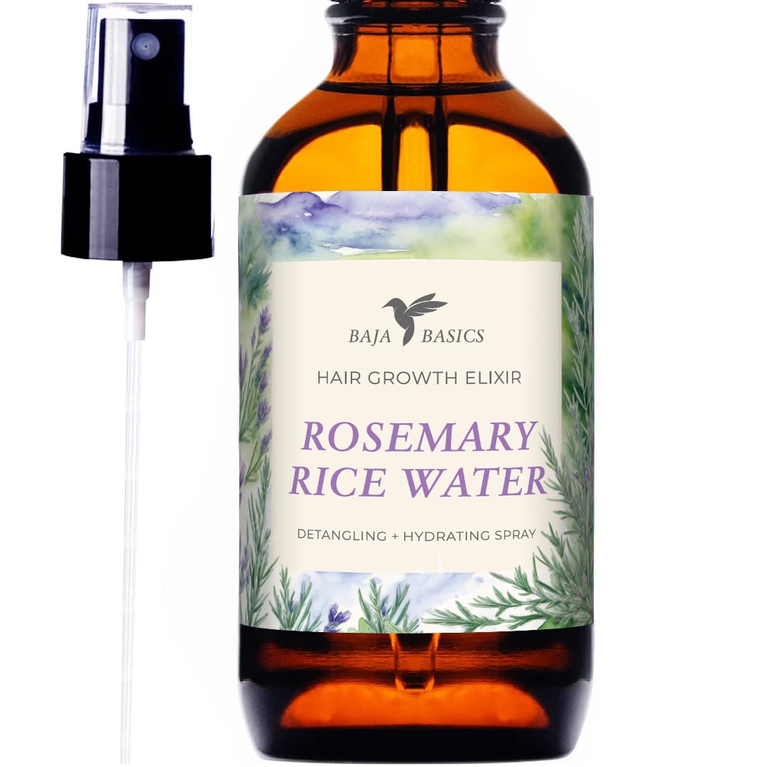 Baja Basics Rosemary Rice Water Spray For Hair Growth - 4Oz Hydrating Scalp Treatment