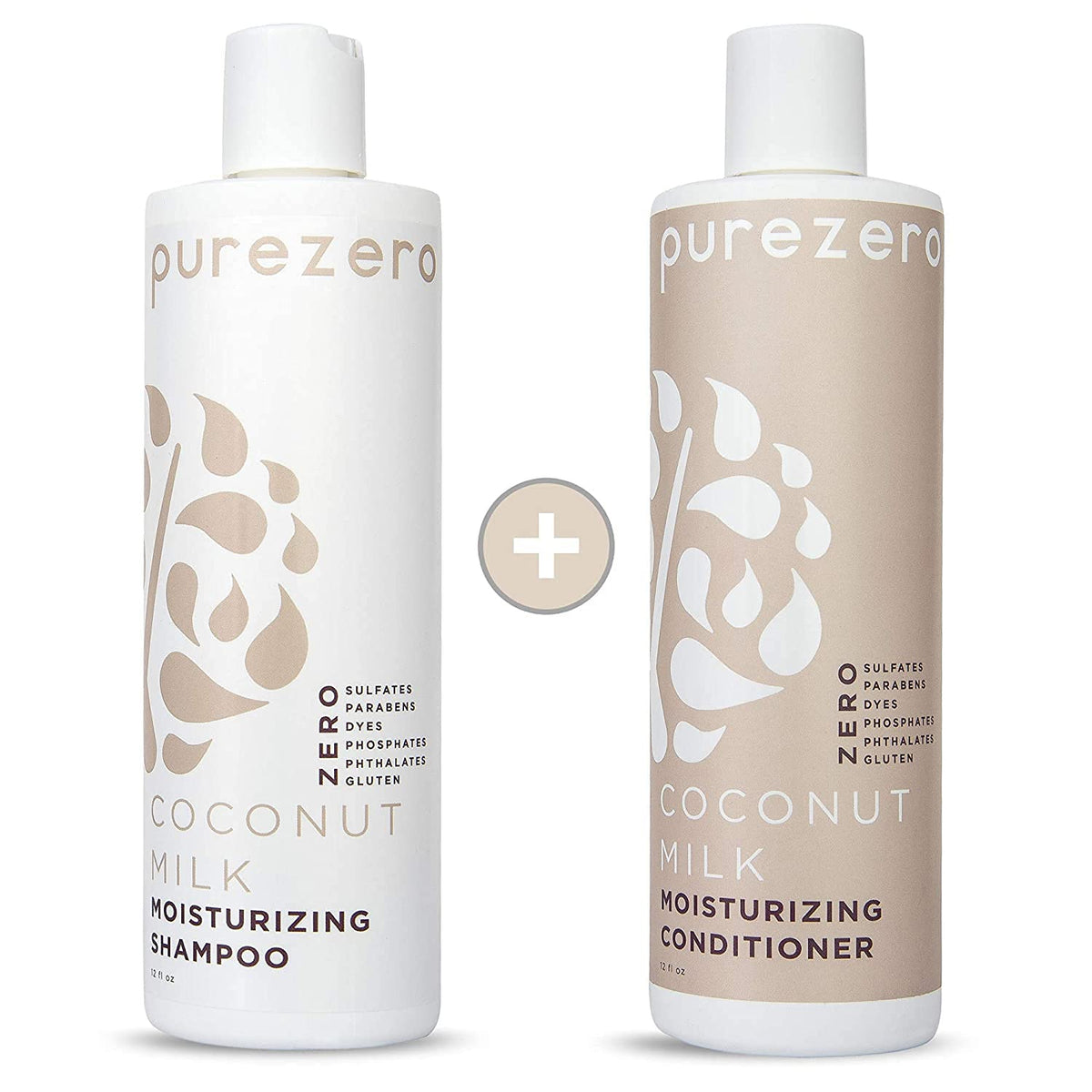 Purezero Coconut Milk Shampoo & Conditioner Set - Intense Hydration, Dandruff Control, 100% Vegan