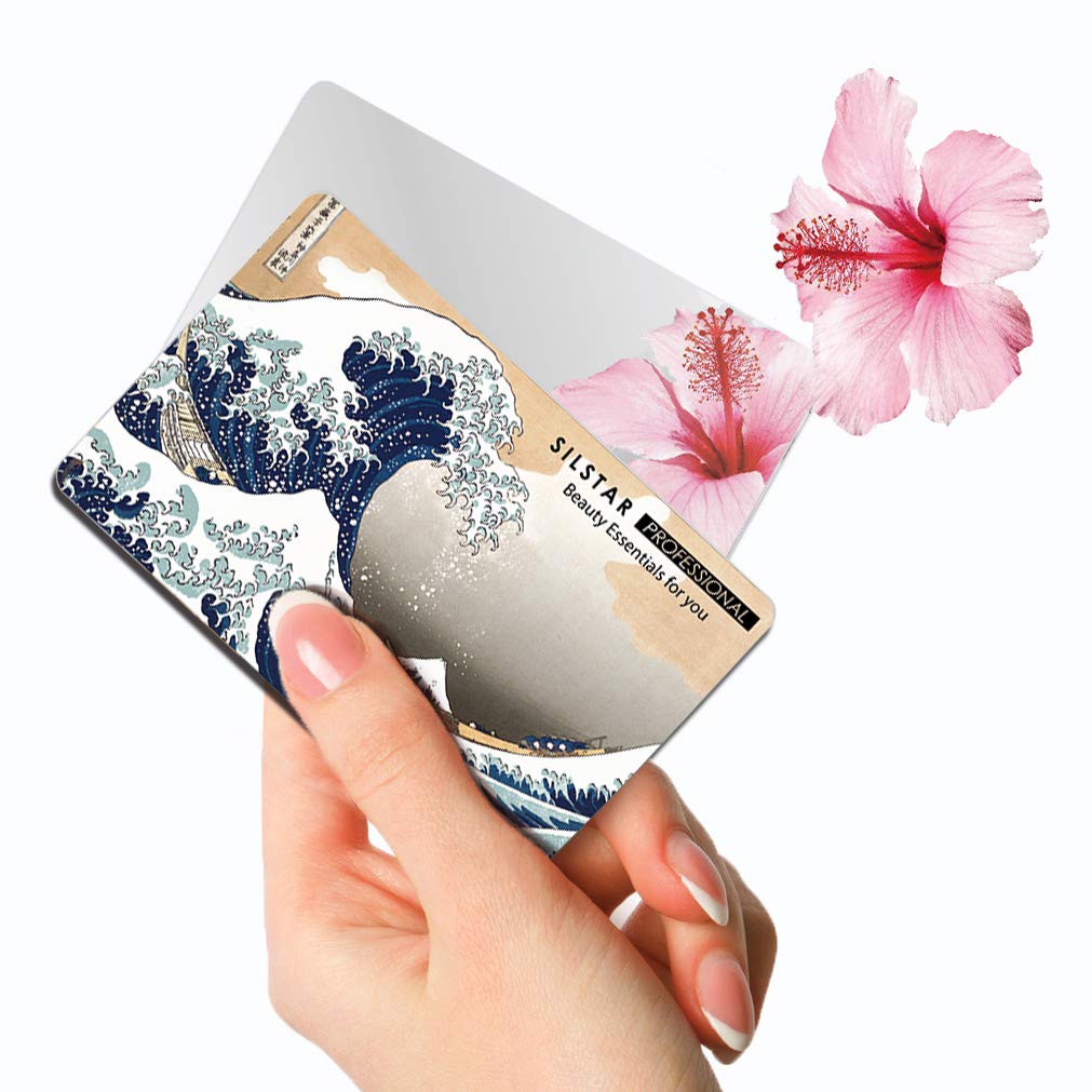 Silstar Professional Compact Acrylic Mirror - Unbreakable Pocket Mirror, Hokusai Wave Design