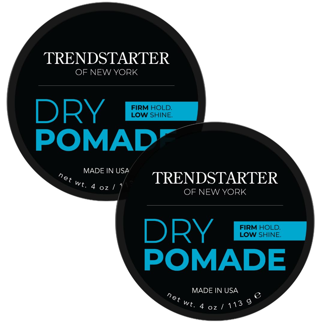 Trendstarter Dry Pomade (4Oz, Pack Of 2) - Strong Hold, Low Shine, Water-Based Hair Styling