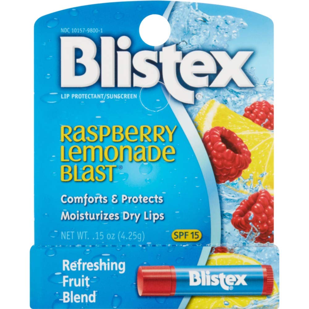 Blistex Raspberry Lemonade Blast Lip Balm - 2 Pack, 0.15 Oz Each, Clear Moisturizing Balm