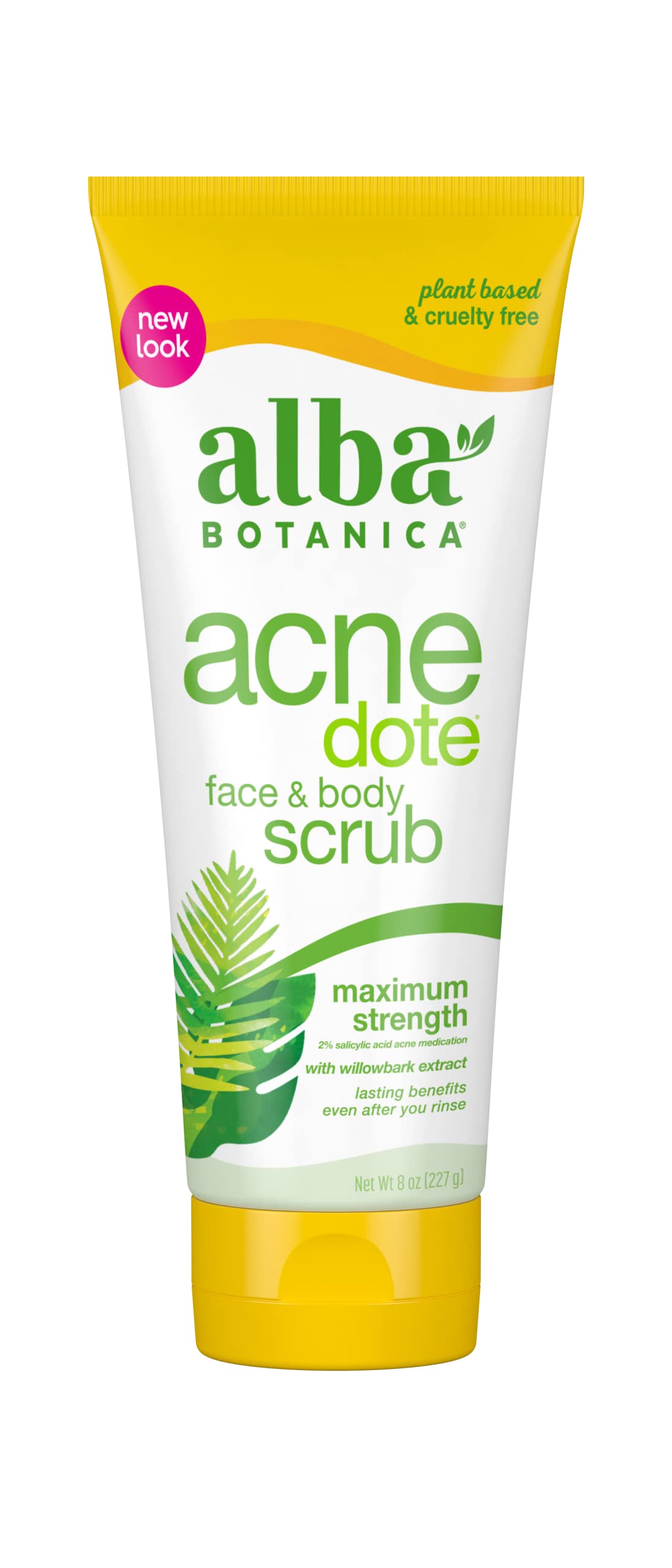 Alba Botanica Acnedote Maximum Strength Face & Body Scrub - 8 Oz For Clear Skin