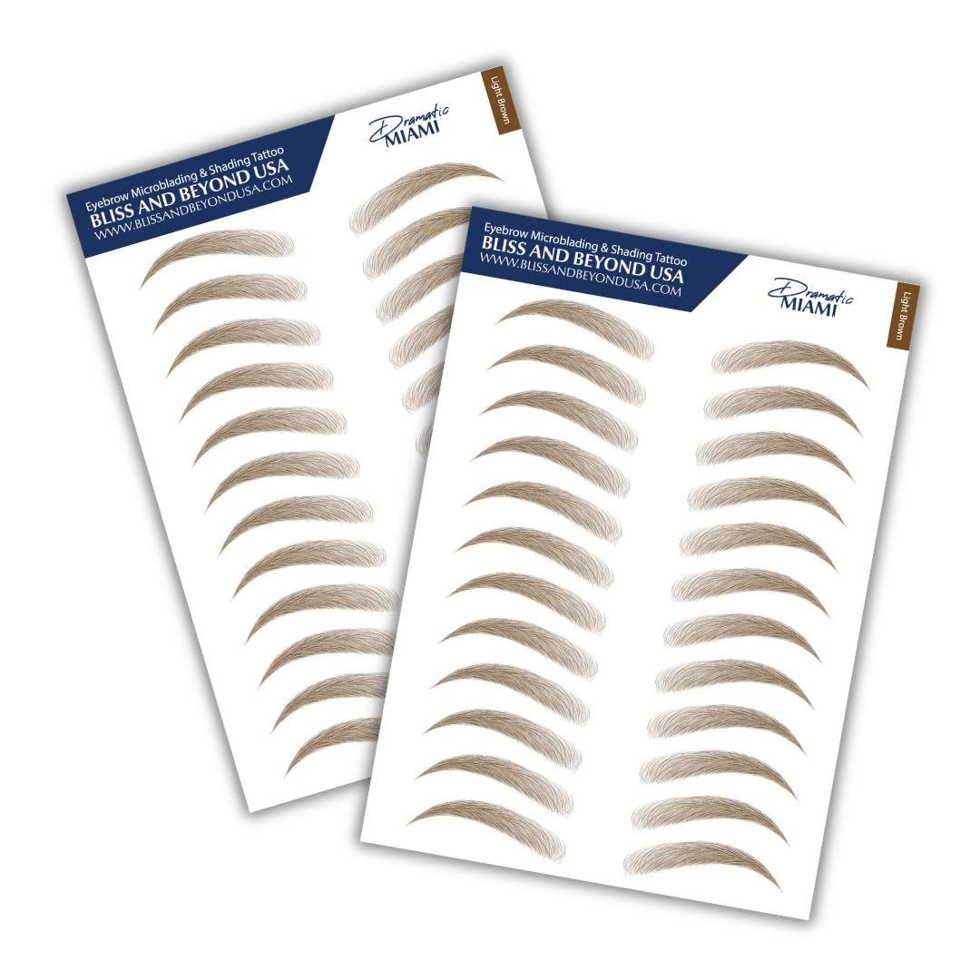 Bliss And Beyond Usa Long Lasting Light Brown Eyebrow Tattoo Stickers For Alopecia & Chemo