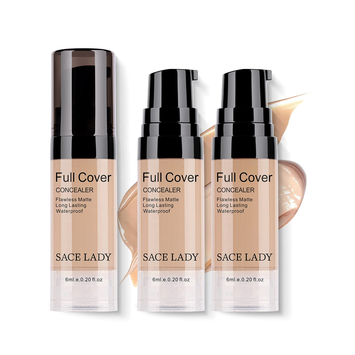 Sace Lady 2 Colors Pro Full Cover Liquid Concealer Set - Waterproof Matte Foundation Kit 12Ml