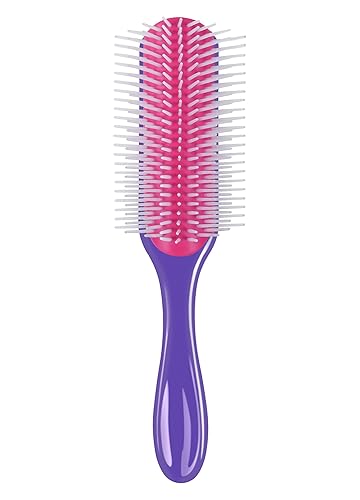 Enjoy Holiday 1981 Pink 9 Row Hair Brush for Curly Thick Hair, Wet/Dry Detangling Tool