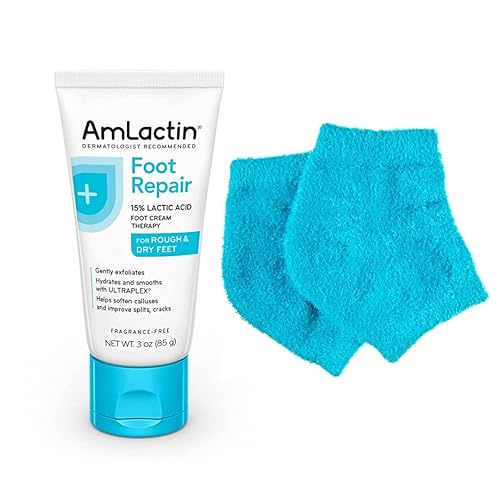 Amlactin Foot Repair Cream Therapy 3 Oz With Moisturizing Heel Socks - Softens & Heals Feet