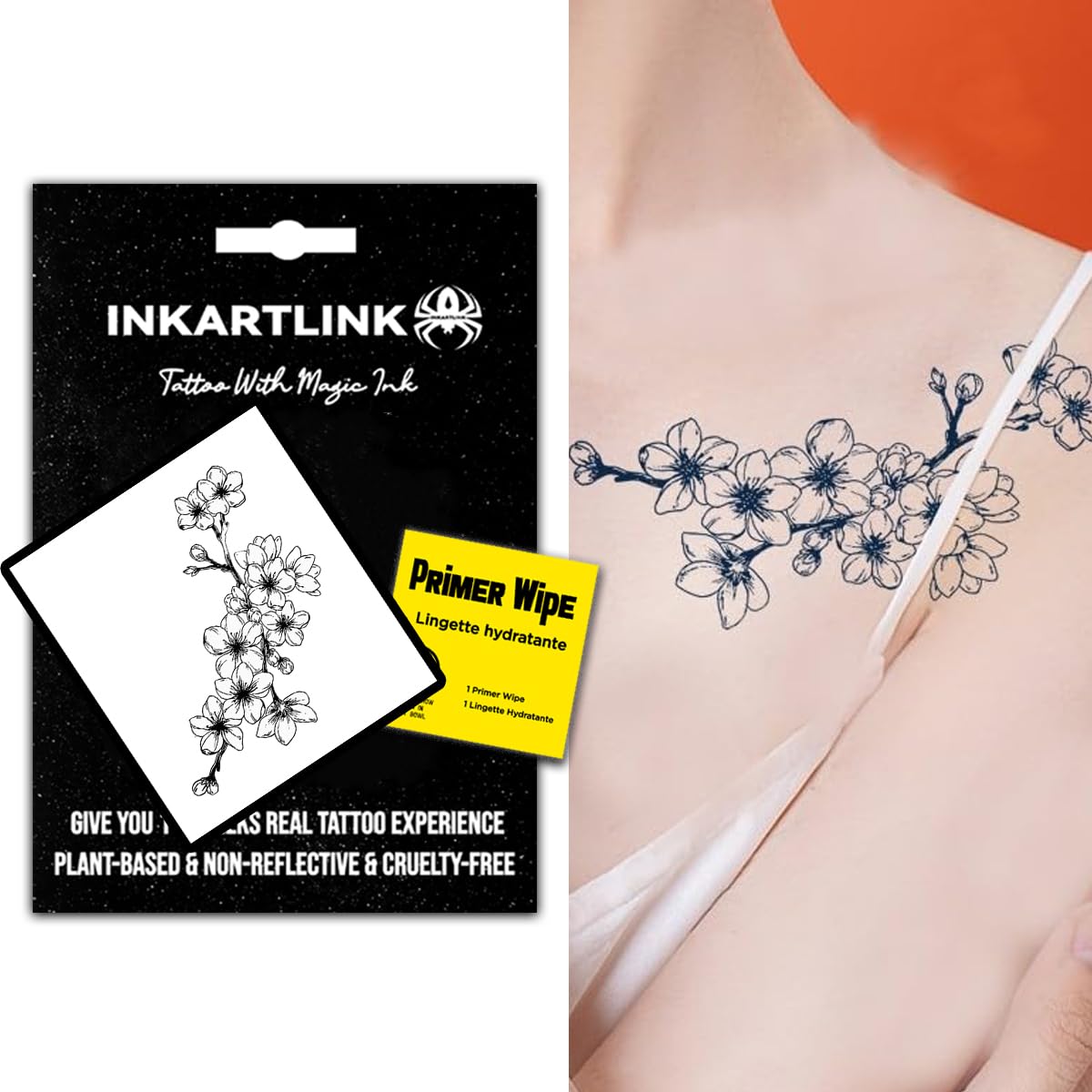 Inkartlink Waterproof Semi Permanent Tattoo - 15-Day Flower Design For Women (Flowers 4)