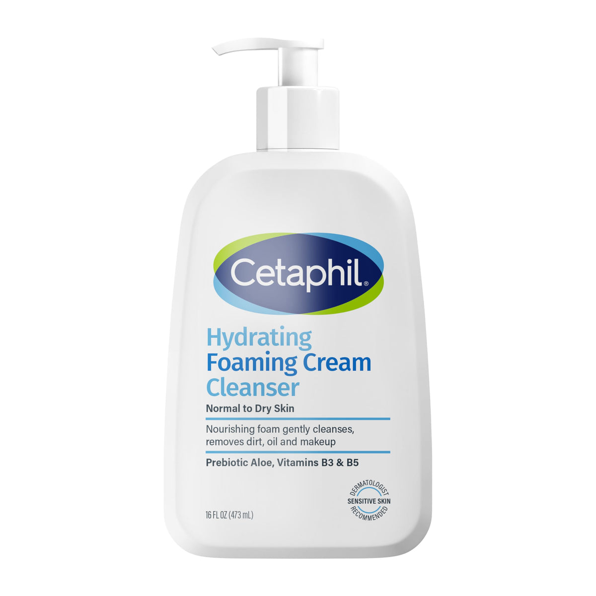 Cetaphil Hydrating Foaming Cream Cleanser, 16 Oz, Fragrance-Free For Sensitive Skin