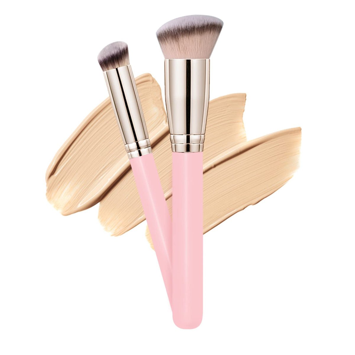 Dpolla Pro Makeup Brushes - Foundation & Concealer in Matt Pink for Flawless Blending