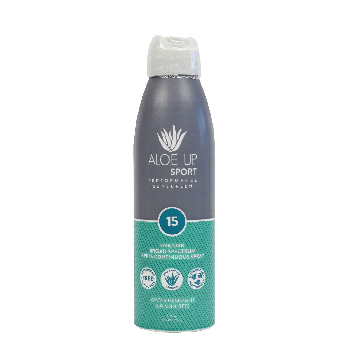 Aloe Up Aloe Vera Spf 15 Continuous Spray Sunscreen - 6 Oz, Fragrance-Free, Reef Safe, Fast Absorbing