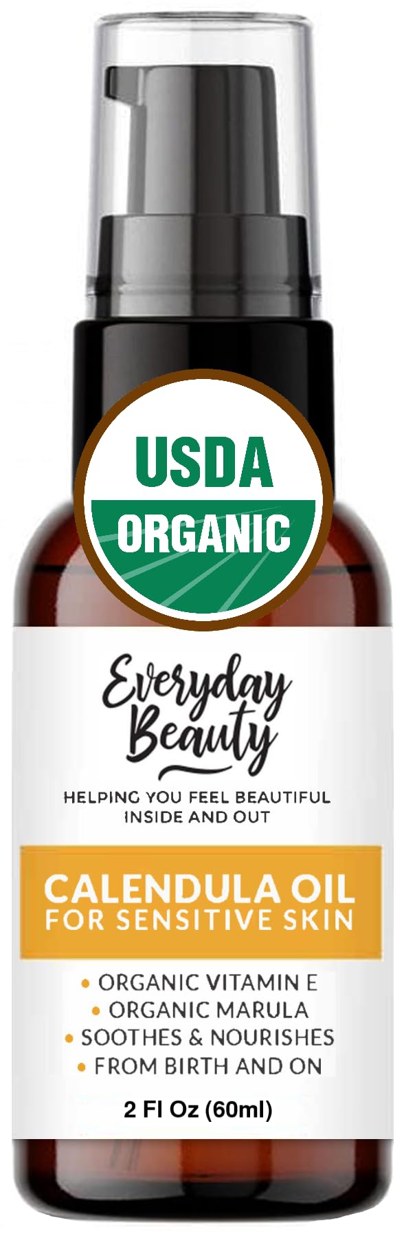 Everyday Beauty Organic Calendula Oil 2 Fl Oz - Gentle Soothing Oil For Sensitive Skin