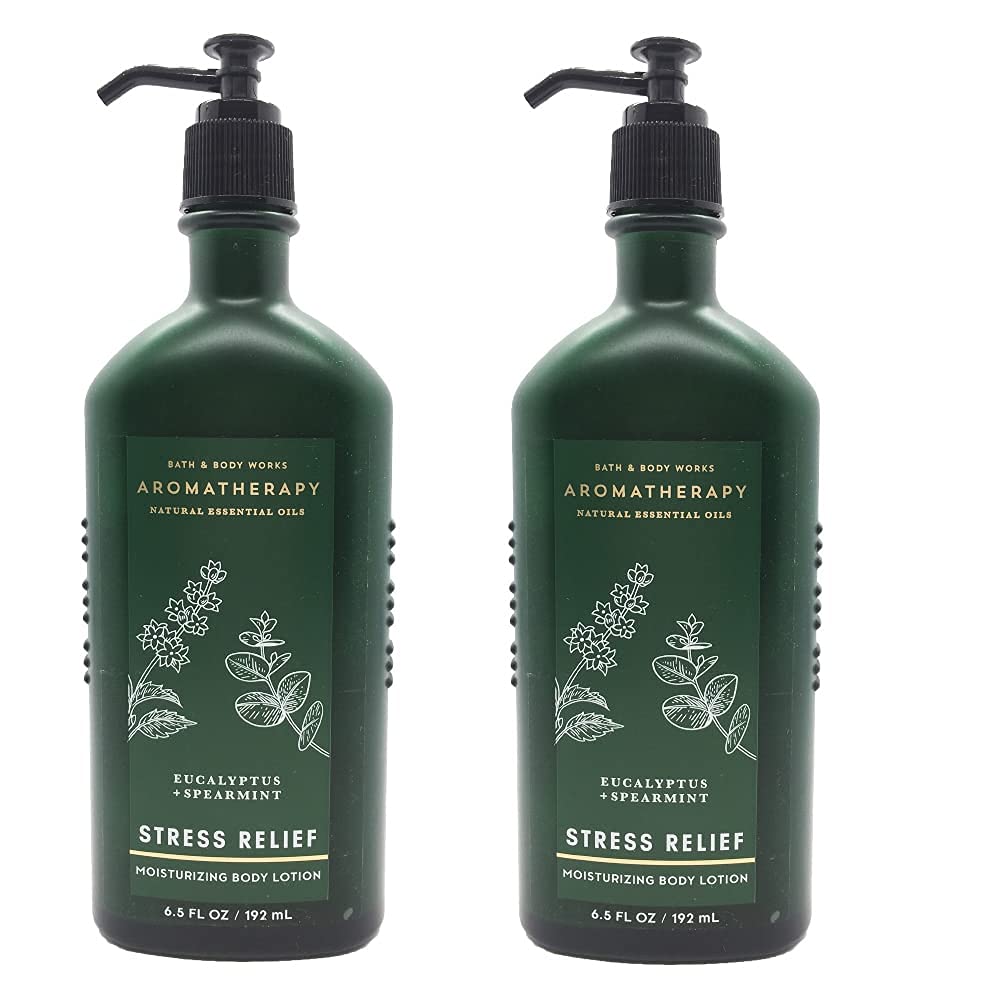 Bath & Body Works Aromatherapy Stress Relief Body Lotion, Eucalyptus + Spearmint, 2-Pack, 6.5 Fl Oz