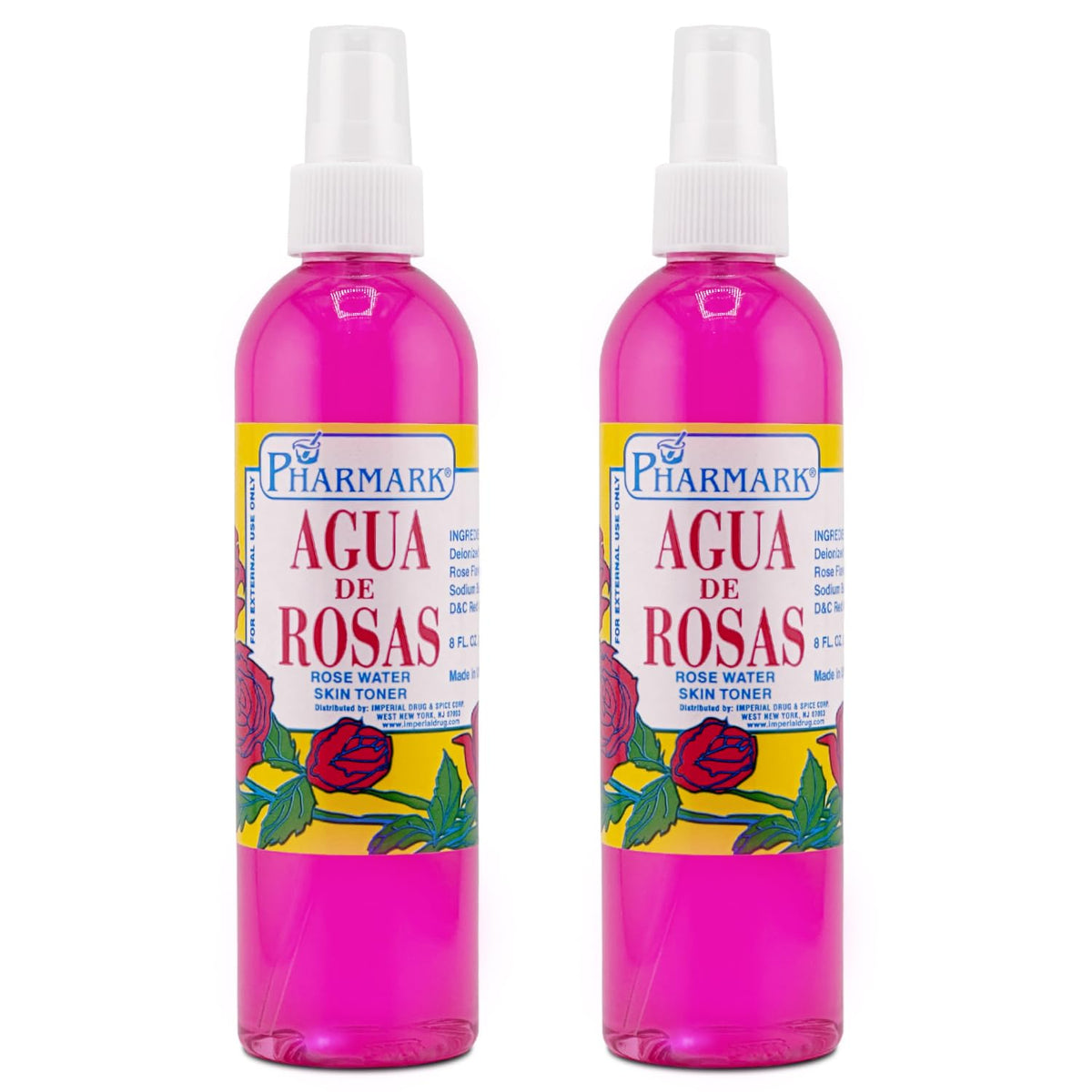 Pharmark Agua De Rosas 4 Oz. Rose Water 2-Pack – Hydrating Floral Mist For Skin Care